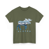 Alaska Moose Landscape Alaska T-Shirt - Military Green