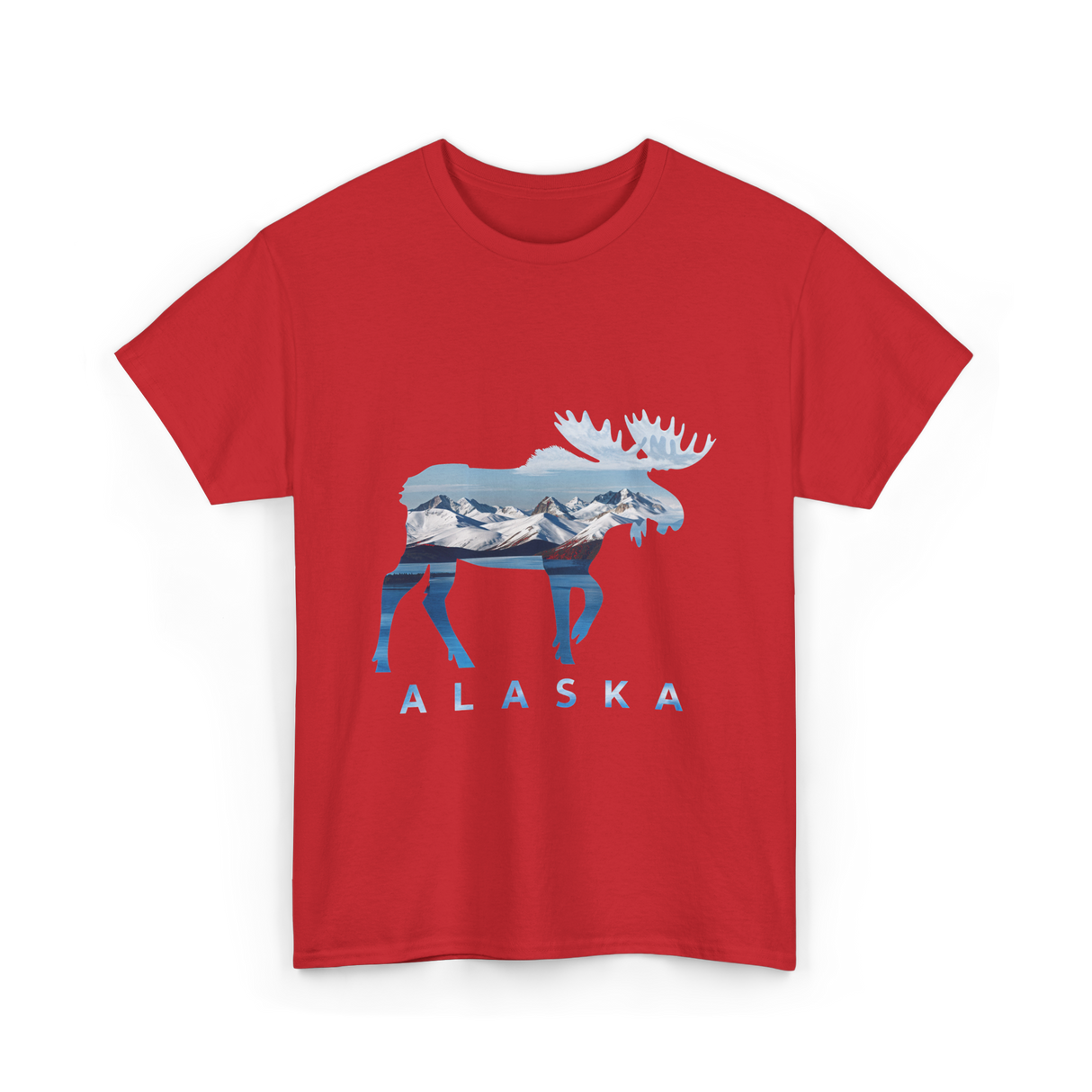 Alaska Moose Landscape Alaska T-Shirt - Red