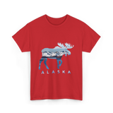 Alaska Moose Landscape Alaska T-Shirt - Red