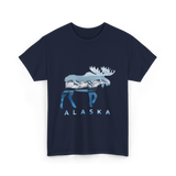 Alaska Moose Landscape Alaska T-Shirt - Navy