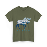 Alaska Moose Wildlife Nature T-Shirt - Military Green