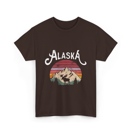 Alaska Mountains Moose Nature T-Shirt - Dark Chocolate