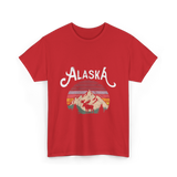 Alaska Mountains Moose Nature T-Shirt - Red