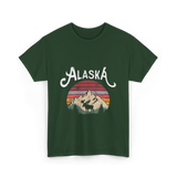 Alaska Mountains Moose Nature T-Shirt - Forest Green