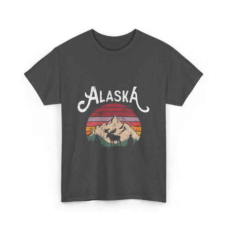 Alaska Mountains Moose Nature T-Shirt - Dark Heather