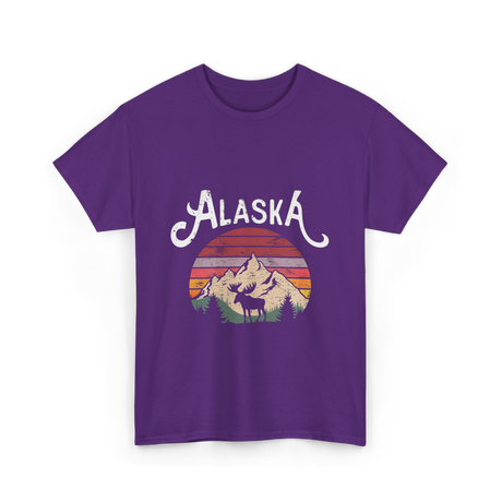 Alaska Mountains Moose Nature T-Shirt - Purple