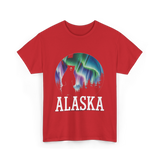 Alaska Northern Lights Bear T-Shirt - Red