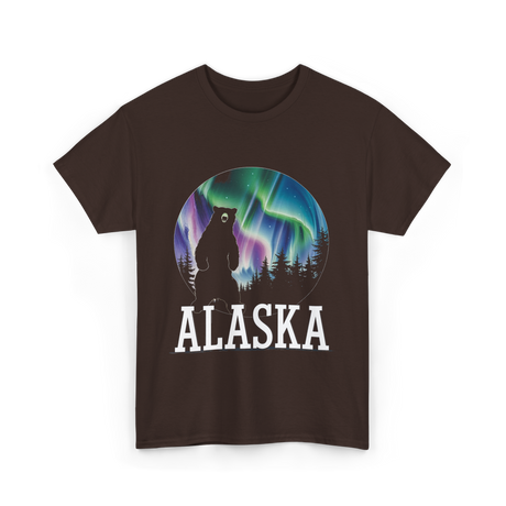 Alaska Northern Lights Bear T-Shirt - Dark Chocolate