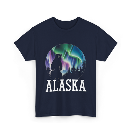 Alaska Northern Lights Bear T-Shirt - Navy