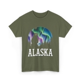 Alaska Northern Lights Bear T-Shirt - Military Green