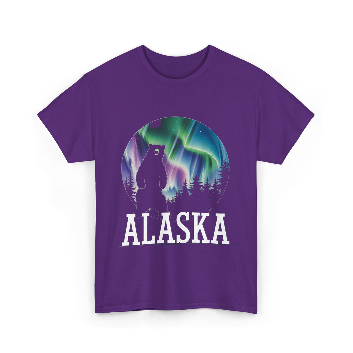 Alaska Northern Lights Bear T-Shirt - Purple