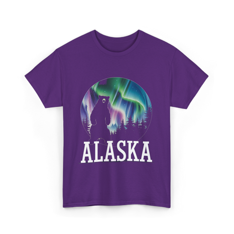 Alaska Northern Lights Bear T-Shirt - Purple