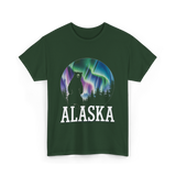 Alaska Northern Lights Bear T-Shirt - Forest Green