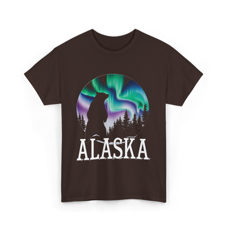 Alaska Northern Lights Wildlife T-Shirt - Dark Chocolate