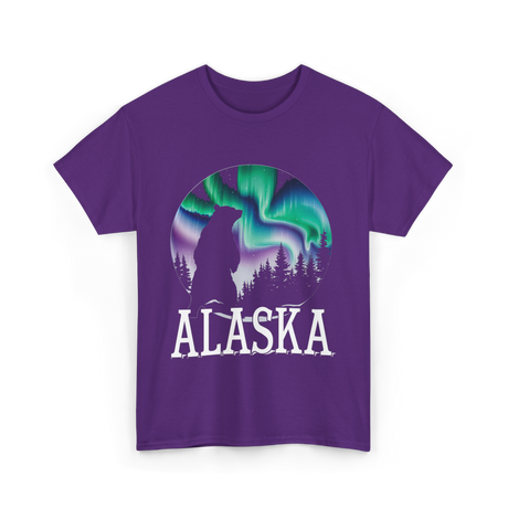 Alaska Northern Lights Wildlife T-Shirt - Purple