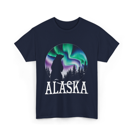 Alaska Northern Lights Wildlife T-Shirt - Navy