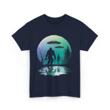 Alien Bigfoot Moon Mysteries T-Shirt - Navy