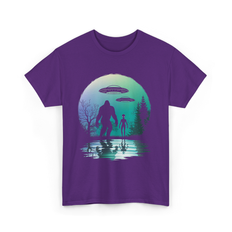 Alien Bigfoot Moon Mysteries T-Shirt - Purple