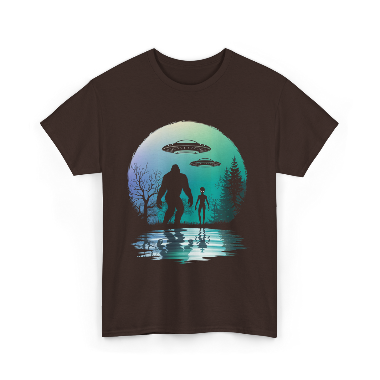 Alien Bigfoot Moon Mysteries T-Shirt - Dark Chocolate