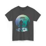 Alien Bigfoot Moon Mysteries T-Shirt - Dark Heather