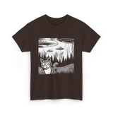 Alien Cat UFO Art T-Shirt - Dark Chocolate