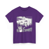 Alien Cat UFO Art T-Shirt - Purple