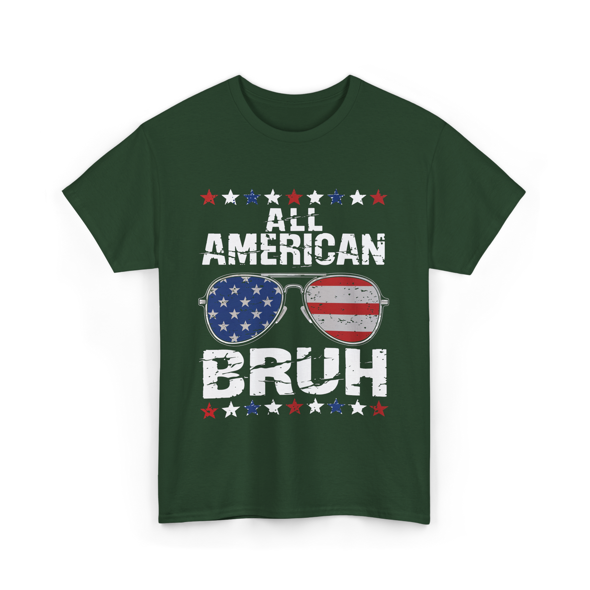 All American Bruh Patriotic T-Shirt - Forest Green