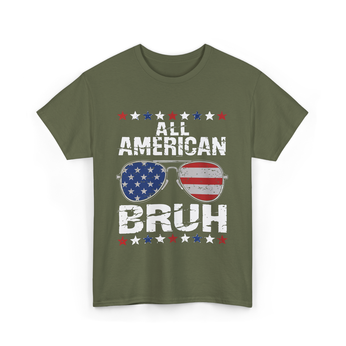 All American Bruh Patriotic T-Shirt - Military Green