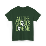 All the Ghouls Ghosts Halloween T-Shirt - Forest Green