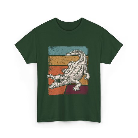 Alligator Retro Animal Lover T-Shirt - Forest Green