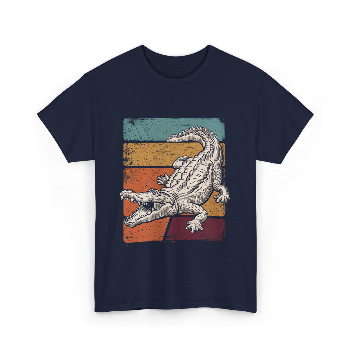 Alligator Retro Animal Lover T-Shirt - Navy