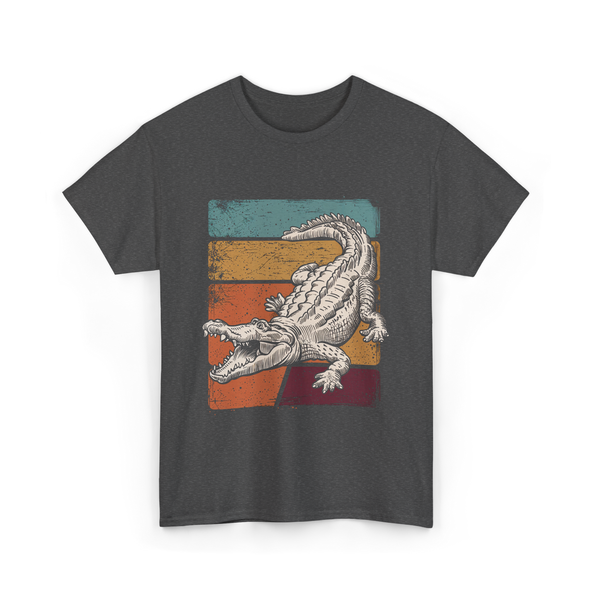 Alligator Retro Animal Lover T-Shirt - Dark Heather