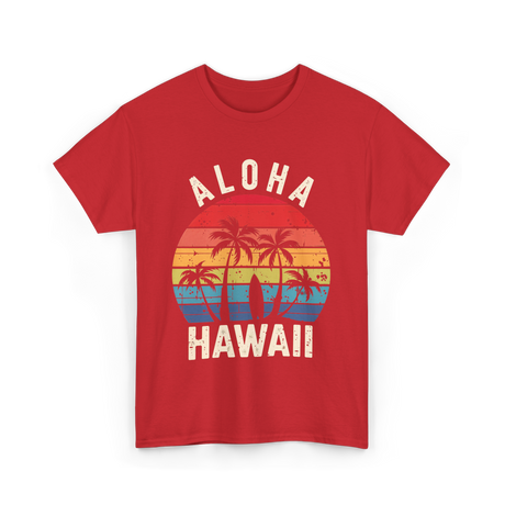Aloha Hawaii Beach Palms T-Shirt - Red