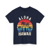 Aloha Hawaii Beach Palms T-Shirt - Navy