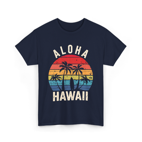 Aloha Hawaii Beach Palms T-Shirt - Navy