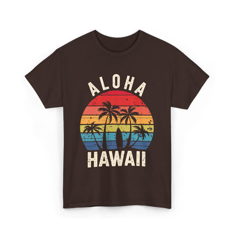 Aloha Hawaii Beach Palms T-Shirt - Dark Chocolate