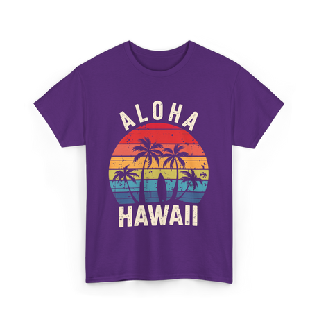 Aloha Hawaii Beach Palms T-Shirt - Purple
