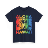 Aloha Hawaii Island Beach T-Shirt - Navy