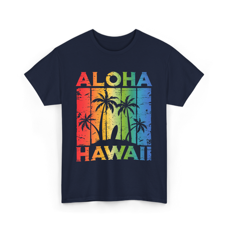 Aloha Hawaii Island Beach T-Shirt - Navy