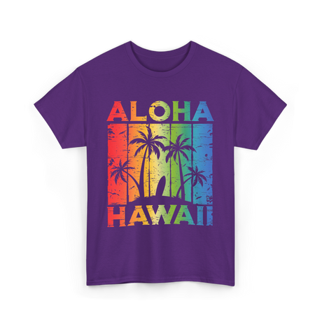 Aloha Hawaii Island Beach T-Shirt - Purple