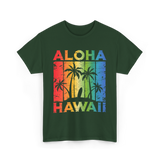 Aloha Hawaii Island Beach T-Shirt - Forest Green