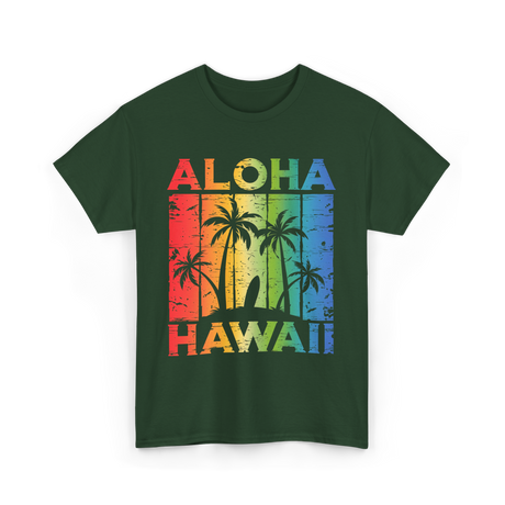 Aloha Hawaii Island Beach T-Shirt - Forest Green