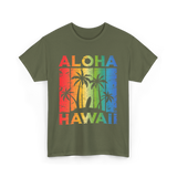 Aloha Hawaii Island Beach T-Shirt - Military Green