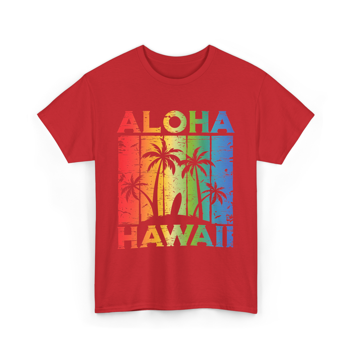 Aloha Hawaii Island Beach T-Shirt - Red