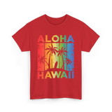 Aloha Hawaii Island Beach T-Shirt - Red