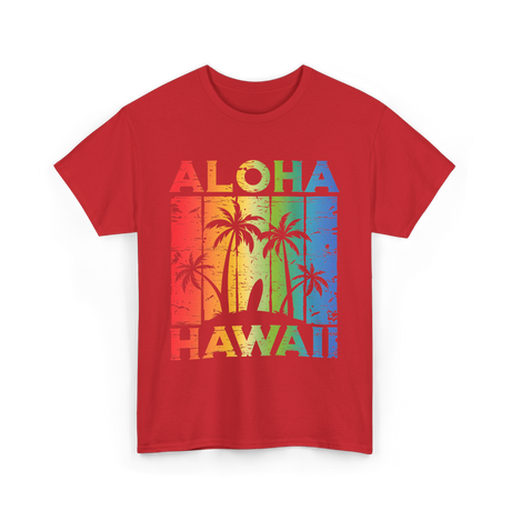 Aloha Hawaii Island Beach T-Shirt - Red