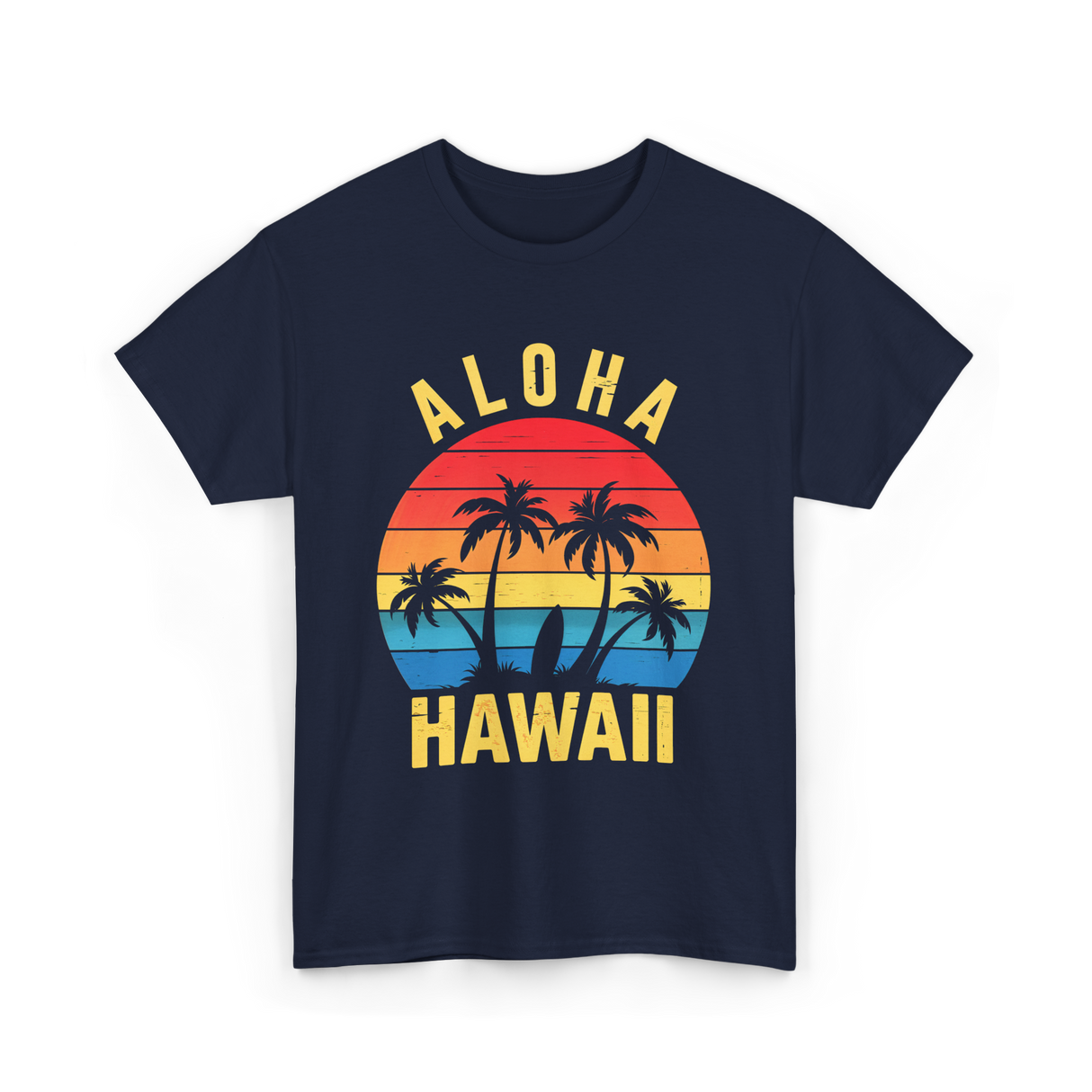 Aloha Hawaii Palm Beach T-Shirt - Navy