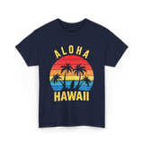 Aloha Hawaii Palm Beach T-Shirt - Navy