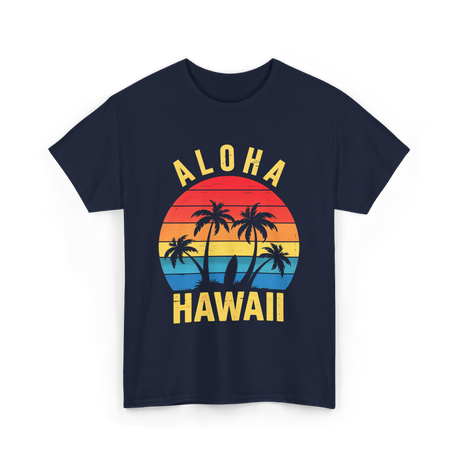 Aloha Hawaii Palm Beach T-Shirt - Navy