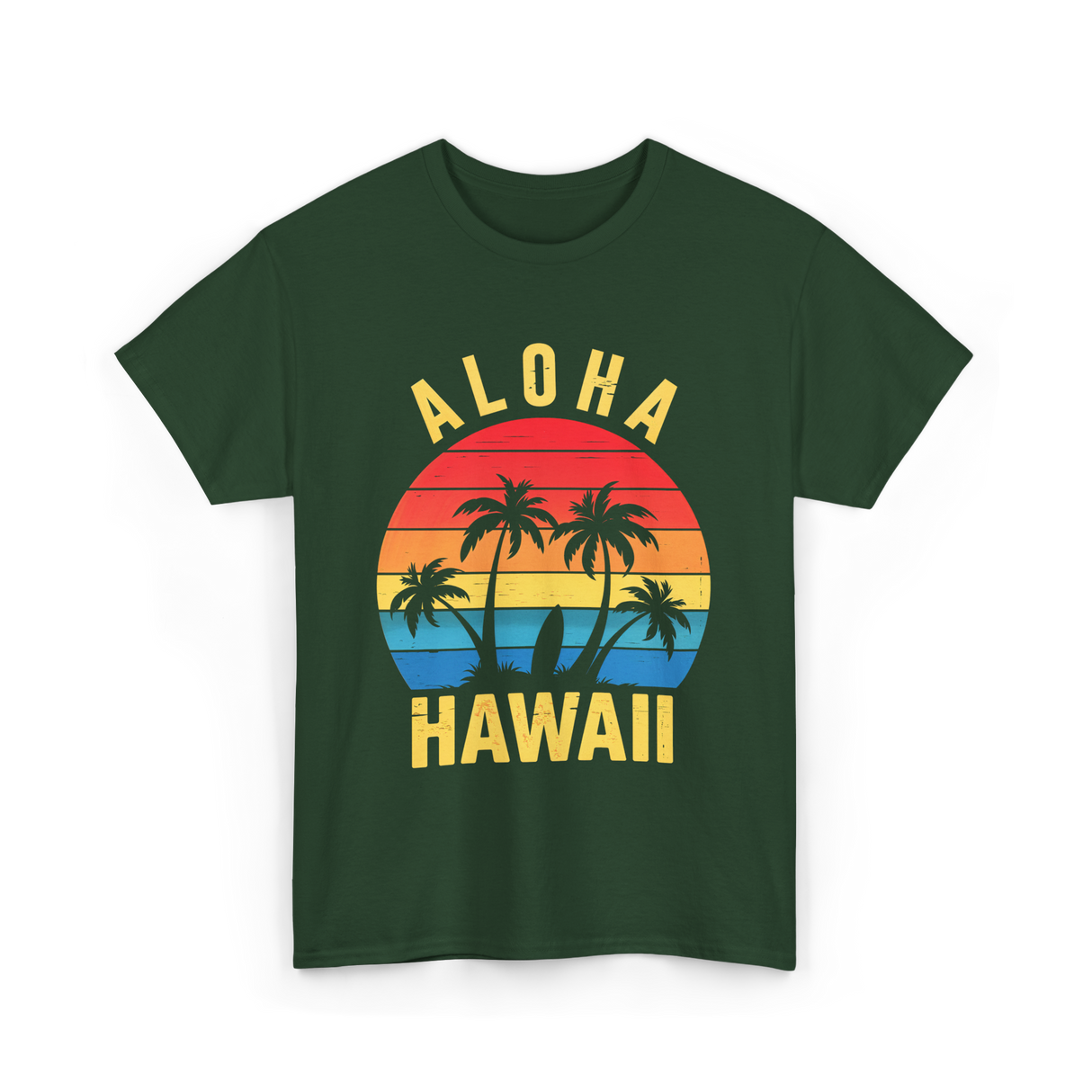 Aloha Hawaii Palm Beach T-Shirt - Forest Green